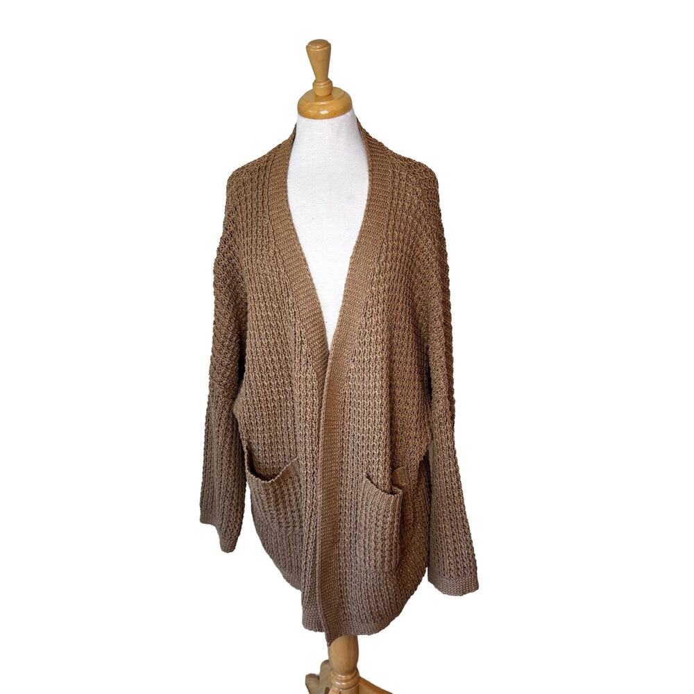 SOLAI the label cotton blend chucky knit open front cardigan brown Size M/L